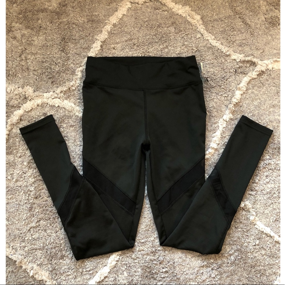 NWT Black Sheer Panel Mesh Leggings